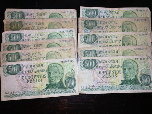 Argentina 500 Pesos Año 1979 Serie B, C Y D