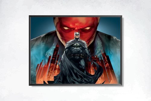 Batman Y Red Hood - Cuadro (30×40 - Marco Negro)