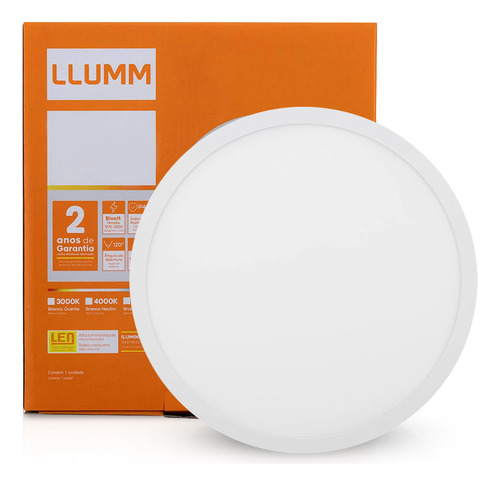 Plafon Led Sobrepor Redondo 30x30cm 24w 2040lm 6400k Bc Frio