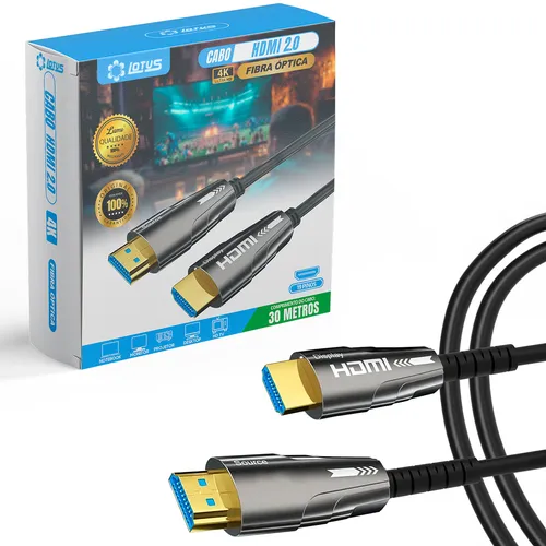Cabo Hdmi 4k Fibra Óptica 2.0 60hz 30 Metros Alta Definição Menor preço em Cabo Hdmi 4k Fibra Óptica 2.0 60hz 30 Metros Alta Definição
