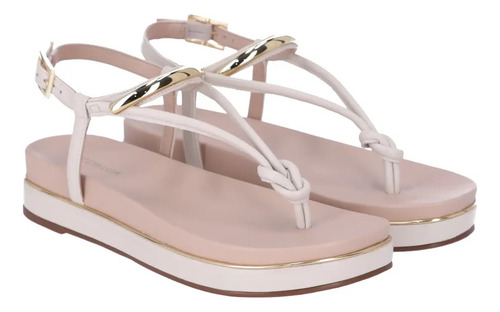 Sandália Couro Luz Da Lua Flatform Panna/saara - 58890400