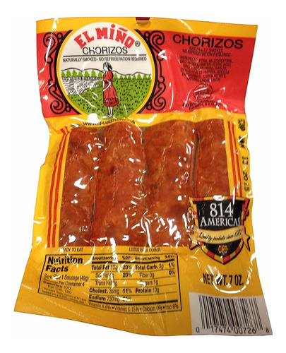 Chorizos El Miño (1 Pack 4 Chorizos) 7oz