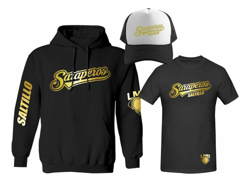 Kit Sudadera + Playera + Gorra Saraperos De Saltillo Gold