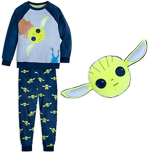 Hermosa Pijama Y Suave Almohadita Baby Yoda Star Wars Disney