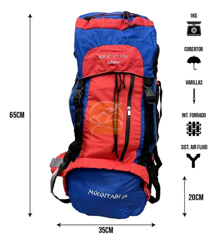 Mochila Mochilero Trekking 50 Litros Espalda Rigida Cobertor