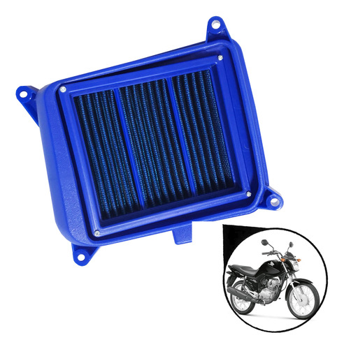 Filtro Ar Esportivo Lavavel Cg 125 Fan 2016 2017 2018 Azul