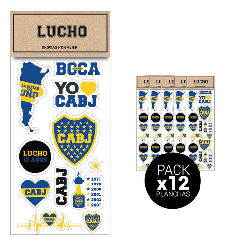 Souvenirs Cumple Stickers Futbol Personalizado X 12 Planchas