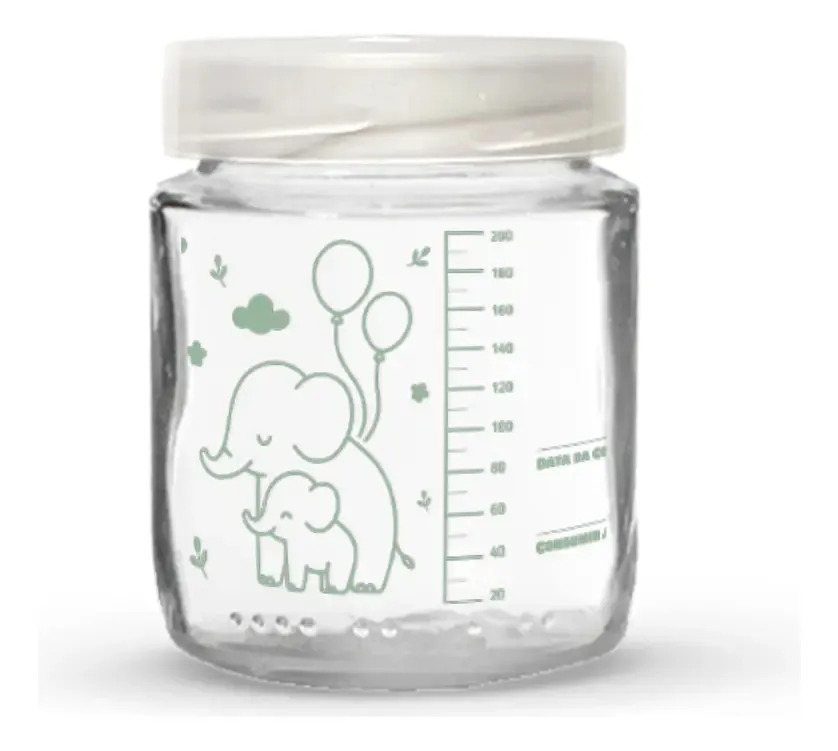 Kit 12 Potes P/ Leite Materno - Graduação 200ml - Elefante