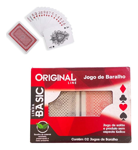 Kit Jogo De Baralho 108 Cartas Plástico Com 2 Cores Festa