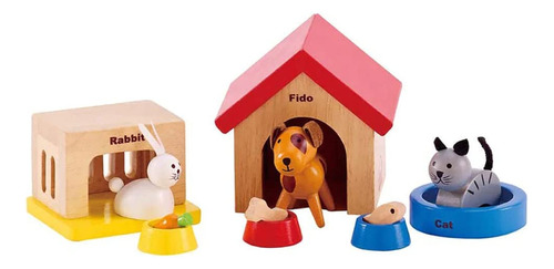 Animales De Madera Para Casas De Muñecas Family Pets De Ha. Color Multicolor