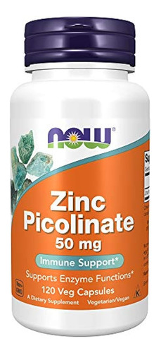 Now Supplements, Zinc Picolinate 50 Mg, Admite Funciones Enz