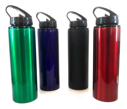 Imagen 4 de 10 de Botella Deportiva Aluminio 750 Ml Pico Rebatible 4 Unidades