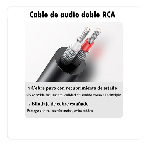 Cable De Audio Auxiliar 3.5mm A 2 Rca 1.2m Techwolf, Cable Rca Audio Auxiliar Jack 3.5 Mm Color Gris Para Teléfonos, Mp3, Tabletas, Parlantes, Tv Inteligente Y Pc