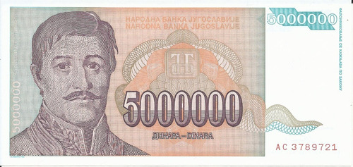 Yugoslavia 5000000 Dinares 1993