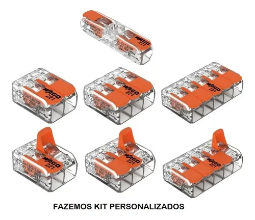 Kit 10 Conector Wago 3 Vias 32a/450v Emenda Original 221-413
