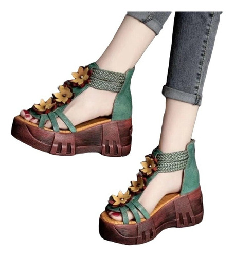 Zapatos De Sandalias Romanas Plataforma Dama De Cuña De Moda