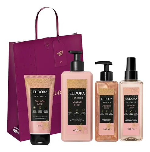 Kit De Cuidado Com A Pele Eudora Instance Baunilha Glow Para Pele Todo Tipo De Pele - 4 Peças