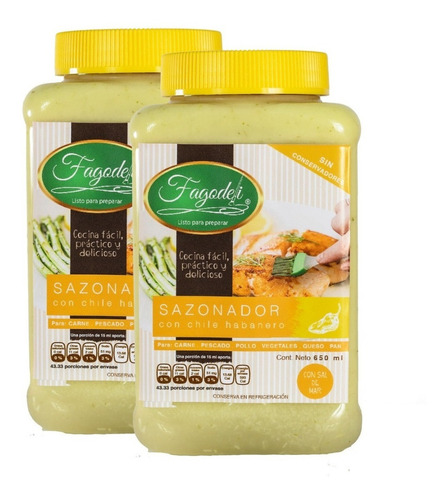 2 Pack Sazonador Natural Fagodeli Habanero 650 Ml