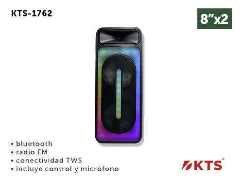 Bocina Bluetooth 8 Con Radio Fm Micrófono-control Remoto Color Negro