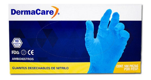 Guante De Nitrilo Azul Talla M Derma Care 100 Piezas