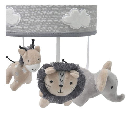 Lambs & Ivy Jungle Safari Musical Baby Crib Mobile - Grey, B