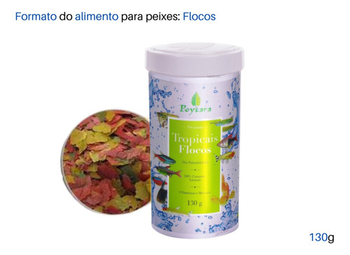 Ração Poytara Tropicais Flocos 130g Peixes Aquário 2 Und.