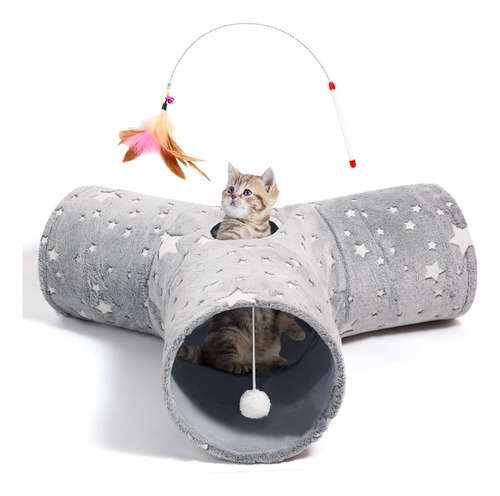 Tempcore Pet Cat Tunnel Tube Cat Toy 3 Way Plegable, TĂșneles