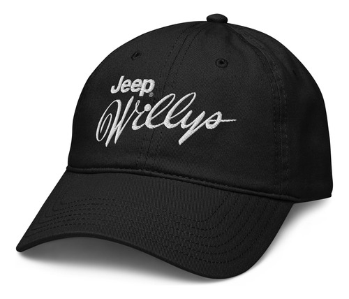 Gorra Béisbol Ajustable Jeep Willys Script, Negro, Talla