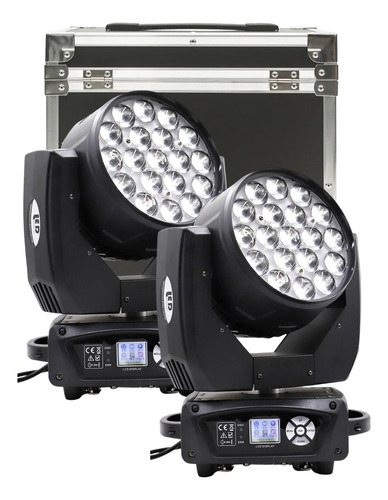 2 Aura Effect Moving Wash Beam Led Zoom 19x15 Rgbw+ Case 127/220v