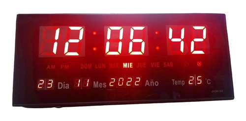 Reloj Mural Led Digital Temperatura Y Alarma. 36cm X 15cm
