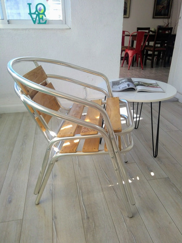 Silla Aluminio Y Madera Apilable