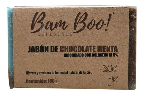 Imagen 1 de 8 de Jabón Chocolate Menta Con Colágeno 100 Gr Bam Boo! Lifestyle