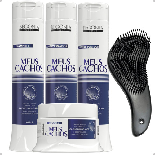 Kit Capilar Meus Cachos Hidratação Begônia 400ml Com Escova