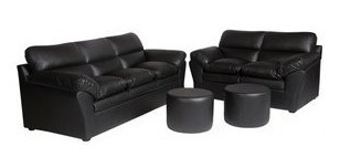 Dmuebles Sala Rizzoli Canavaro 3-2 Ultracuero Negro + Envio