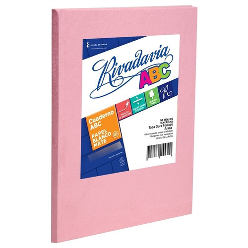 Cuaderno Rivadavia Abc Tapa Dura X98 Hjs Rayado Rosa