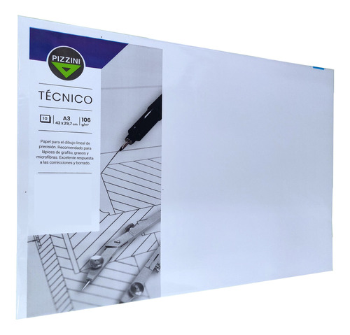 Hojas Para Dibujo A3 Pizzini 297x420mm 106gr Por 10 Unidades