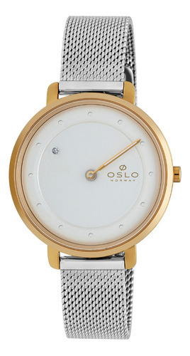 Relógio Oslo Feminino - Oftsss9t0030-s1sx Cor da correia Prateado Cor do bisel Dourado