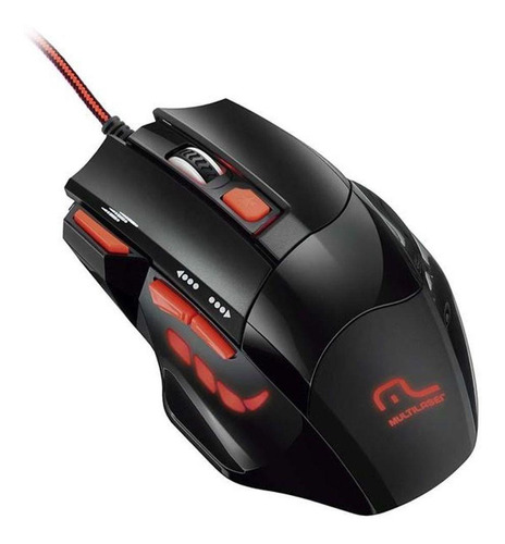 Imagem 1 de 2 de Mouse para jogo Multilaser  Fire MO236 preto e vermelho