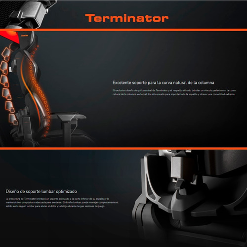 Imagen 10 de 10 de Silla De Escritorio Gamer Cougar Terminator Ergonómica Negra