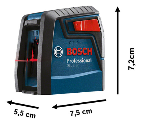 Nivel Láser Bosch GLL 2-12 Rojo de 2 Líneas Cruzadas 12m Alcance con Estuche para Alineación y Nivelación Precisa en Instalaciones, Construcción, Remodelación y Montaje de Muebles