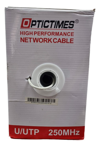 Bobina Cable Utp Cat 6, 100% Cobre, Optictimes, 305m, Blanco