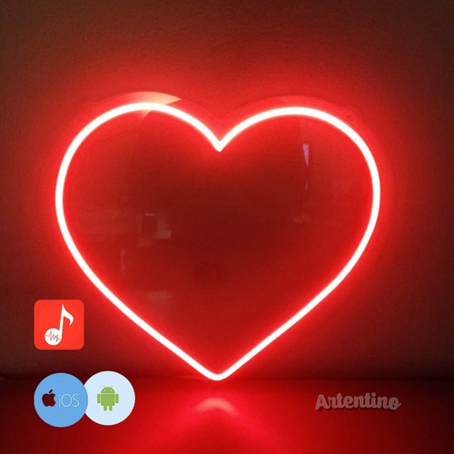 Imagen 1 de 7 de Cartel Neon Led Lampara Luz Corazón Mujer 220v App Bluetooth