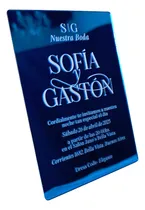 Comprar Invitaciones Celeste Espejadas En Acrílico Impresas Color