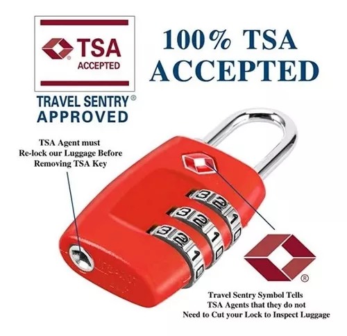 Candado para maleta triple combinación rojo - TSA