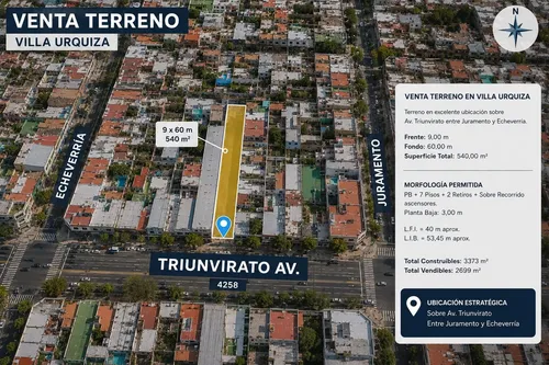 Venta Terreno Villa Urquiza 2700 M2 Vendibles