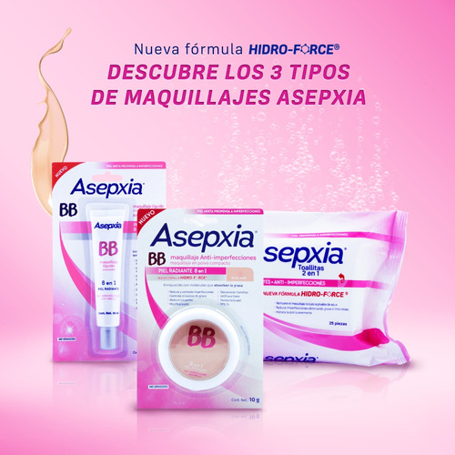 Asepxia Maquillaje Polvo Color Claro Mate Hidro Force 10grs