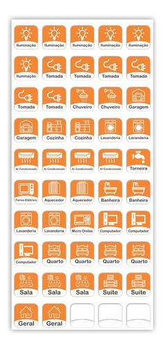 Adesivo Quadro Disjuntor Quadro De Força Sinalizar Laranja