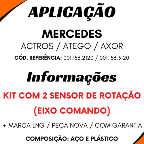 Kit 2 Sensor Rotação Eixo Comando Mb Axor Atego Actros