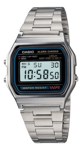Relógio Casio A158 Cronômetro Alarme Wr Calendário Puls. Aço