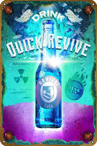 Póster Quick Revive Videojuego Metal Tin Sign Gaming Cool Wa